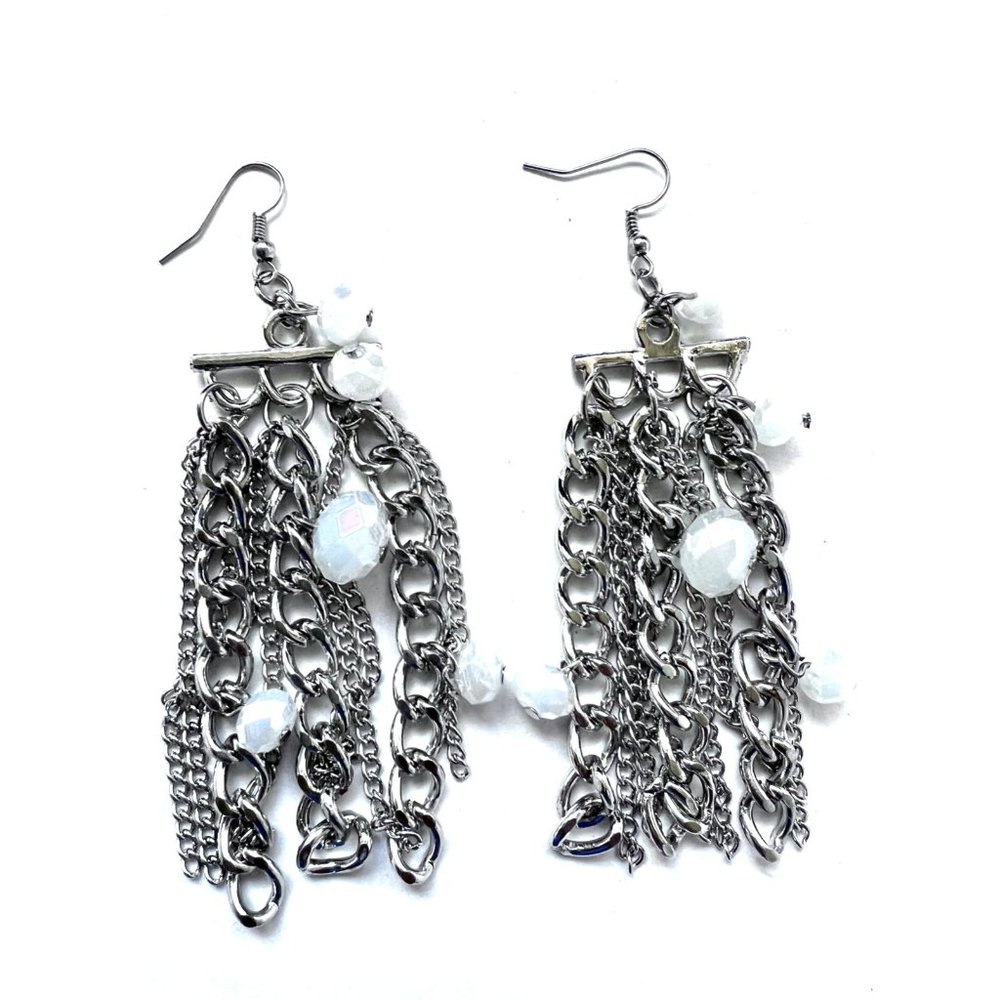 SILVER COLOR Chain Drop/Dangle Earring with Crystal Beads